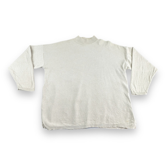 Vintage Moda International Sweater Adult EXTRA LARGE Beige 90s Faux Turtleneck - Picture 1 of 6